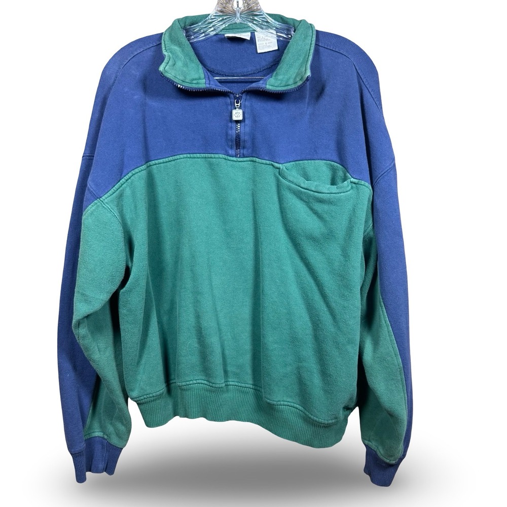 VTG 90s Colorblock Jerzees Large Unisex L Sweatshirt Quarter Zip Pullover Retro